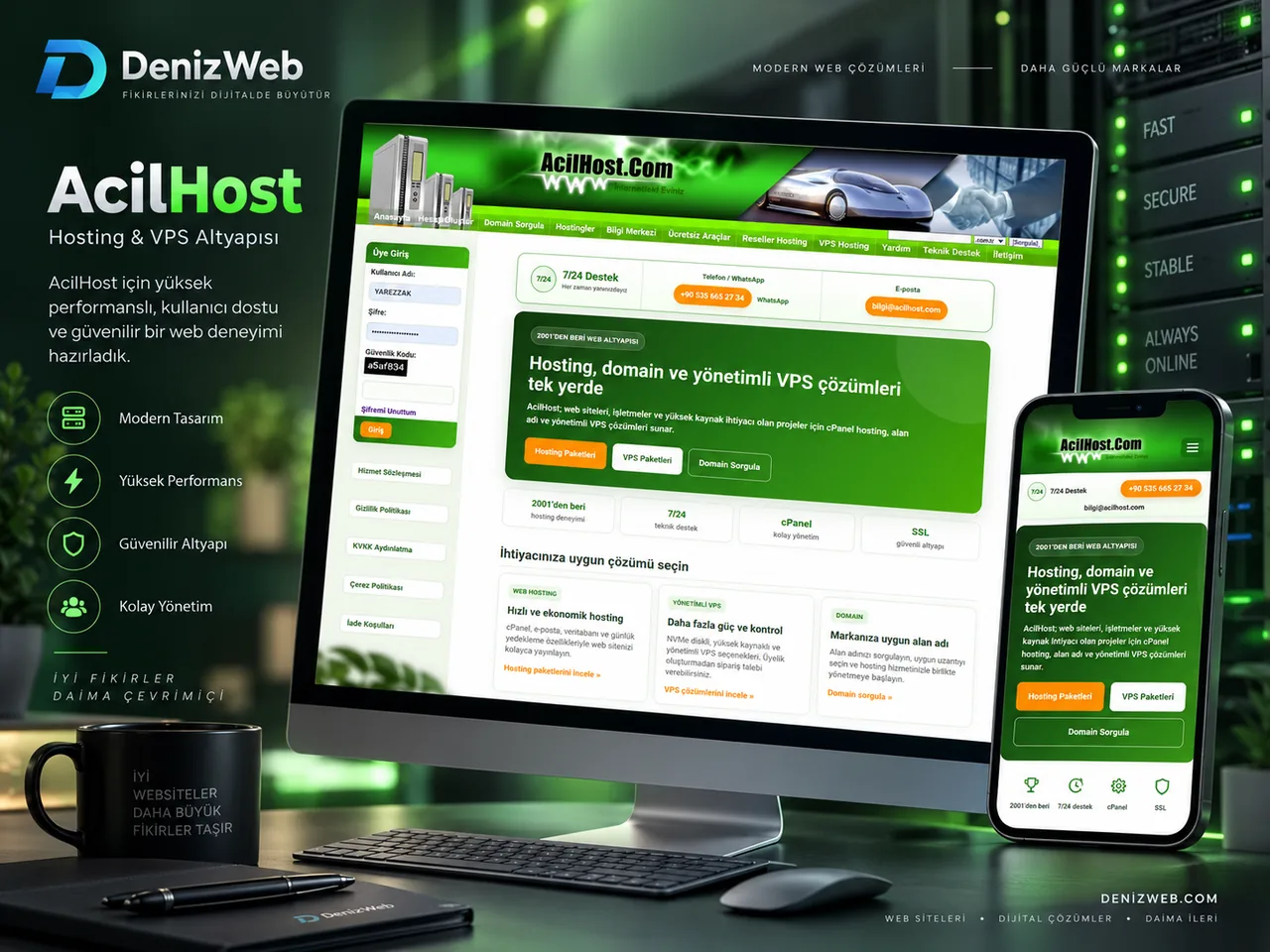 AcilHost proje görünümü